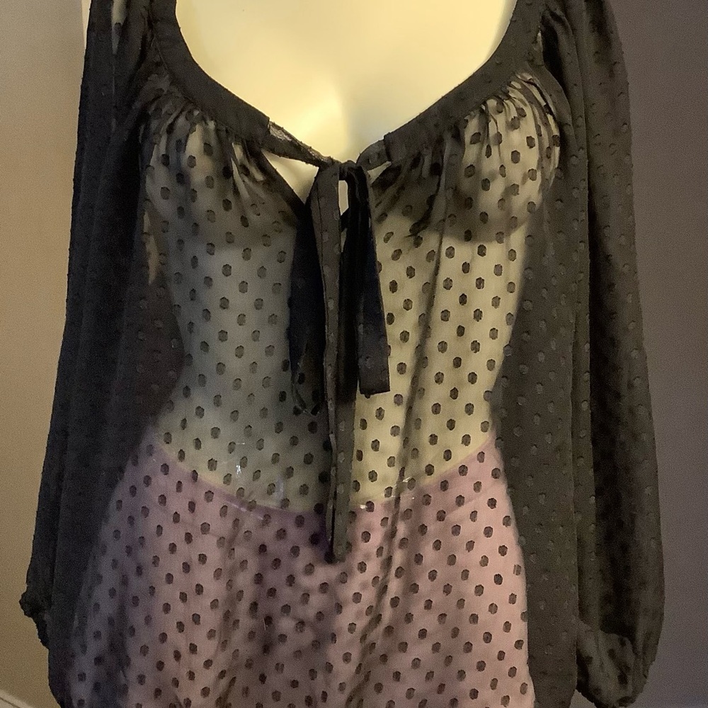 Black Rainn:
Size L
Long Sleeve Sheer Black Blouse